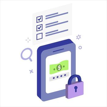 Mobile payment security checklist illustration vector
