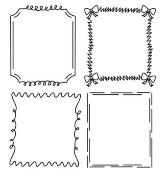 línea Arte frontera marco con resumen y minimalista estilo conjunto aislado, modelo para invitación o saludo tarjeta. vector