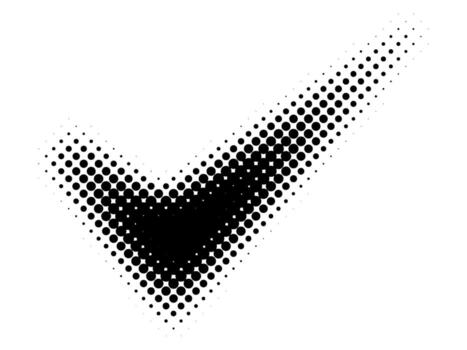Black check mark with halftone dots on a white background vector