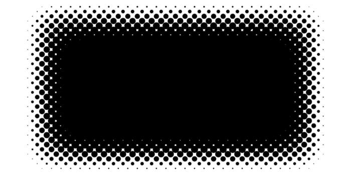 Black rectangular frame with halftone dots on a white background vector
