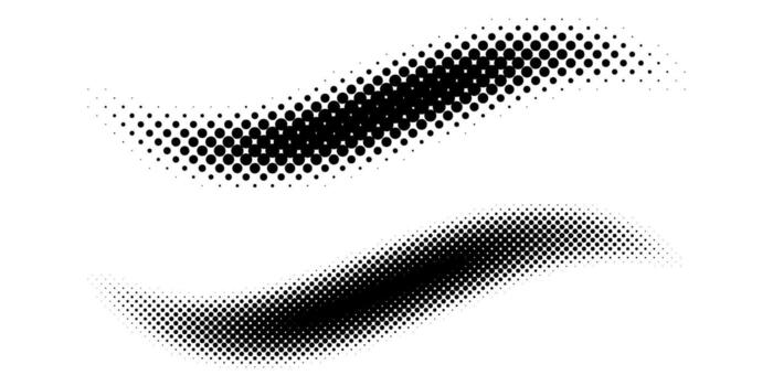 Two flowing halftone wave patterns on a white background vector