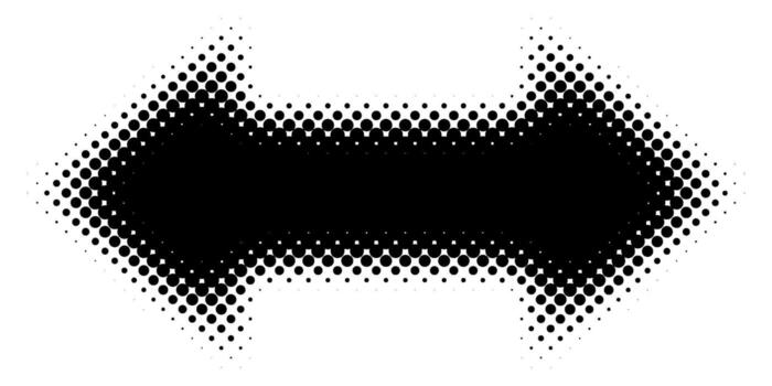 Black halftone arrow pointing both left and right vector