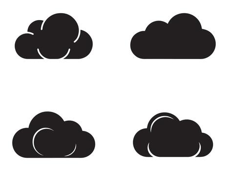 Abstract silhouette of a cloud with data streams representing cloud computing concepts isolated on white background vector