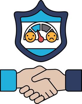 A picture of two hands shaking with a speedometer in the background vector