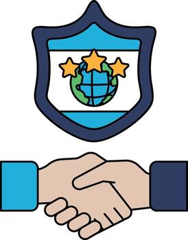 A shield with three stars and a globe on it vector