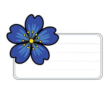 azul flor etiqueta marco con líneas para texto y notas - ilustración vector