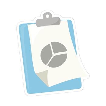 Minimal Clipboard with Pie Chart Icon - Flat Design for Data, Report, and Business Concepts vector