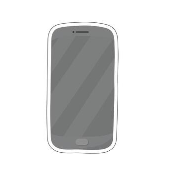 Smartphone icon with dark screen and home button for mobile tech, communication, and app design vector