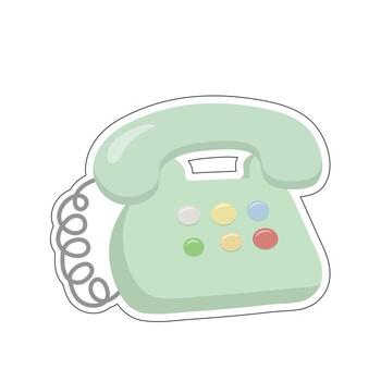 Retro rotary phone illustration with colorful buttons for vintage tech and communication themes vector