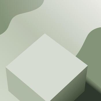 Elegant Sage Green Abstract Cube Background, Minimalist Design Element vector