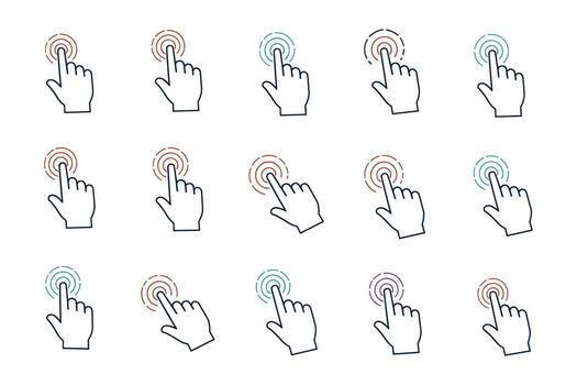 Hand Cursor Click Icons Collection for Interactive Design vector