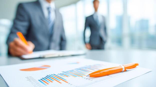 Business analysts working on data analysis and requirements in a modern office setting photo