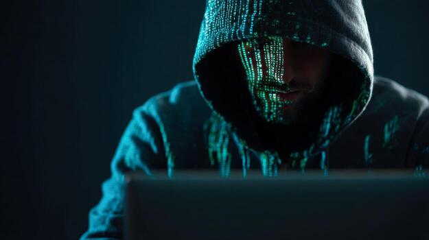 cerca arriba de un software desarrollador comprometido en codificación con un atención en la seguridad cibernética foto