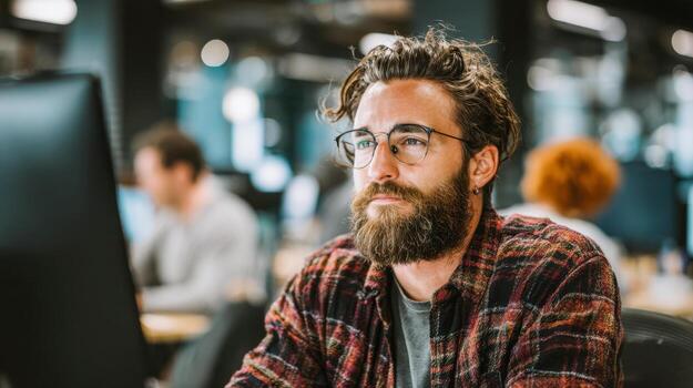 Developing software and collaborating in a dynamic tech office environment photo