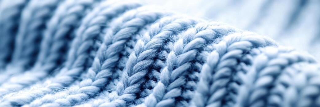 Soft blue knitted fabric showcasing intricate stitch patterns in natural light photo
