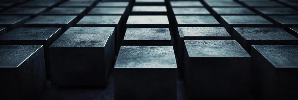 Metal blocks arranged in a grid pattern on a textured surface photo