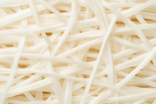 Strands of uncooked rice noodles arranged in an intricate pattern photo