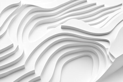 Intricate white paper model showcasing fluid wave patterns and textures photo