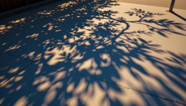 bamboo shadows ripple in twilight, stretching across the ground in patterns of mystery. photo