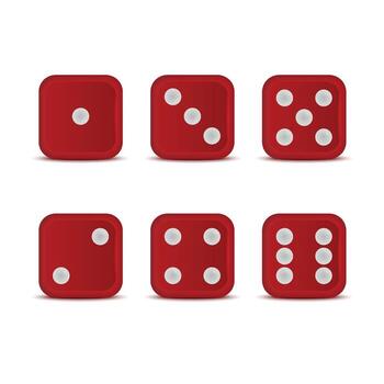 Dice Set With Red Cubes. Dice Collection with White Dots. Casino Dice for Game, Gambling Dice Illustration. Dice Symbol for Board Game, Casino Design vector