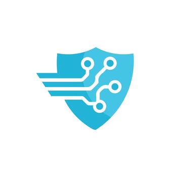 Cybersecurity shield logo for technology and data vector