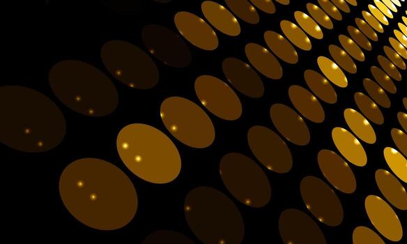 Futuristic yellow gold dots pattern with light reflection. digital abstract background. vector