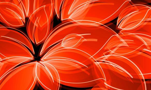Abstract glowing orange leaves background. overlapping leaf shapes with neon-style outlines and smooth curves. artistic abstract background. vector