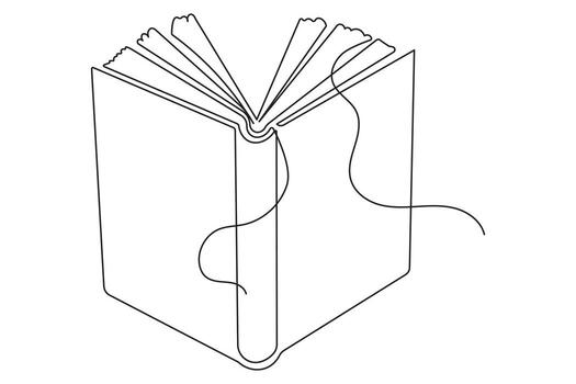 Open book with flying pages icon minimalist continuous one line drawing abstract art vector
