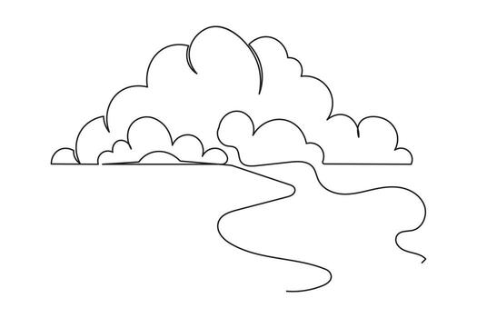 nube aislado continuo uno línea dibujo limpiar minimalista contorno clima diseño vector