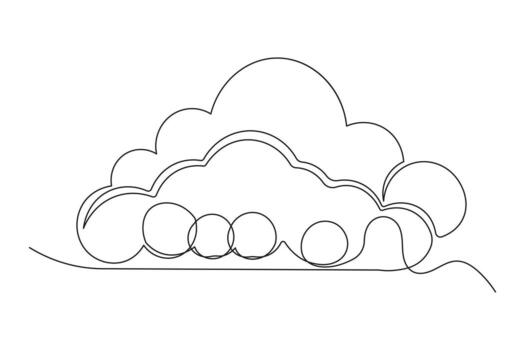Cloud abstract minimalist icon continuous one line drawing isolated artwork design vector