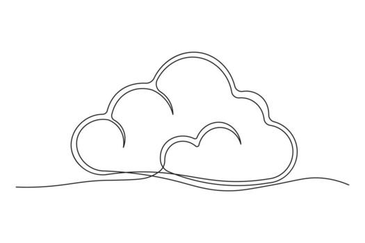 Cloud outline minimalist continuous one line drawing isolated artwork weather design vector