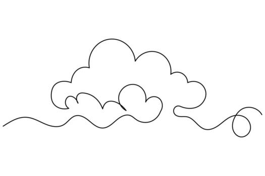 minimalista nube contorno continuo uno línea dibujo aislado resumen bosquejo diseño vector