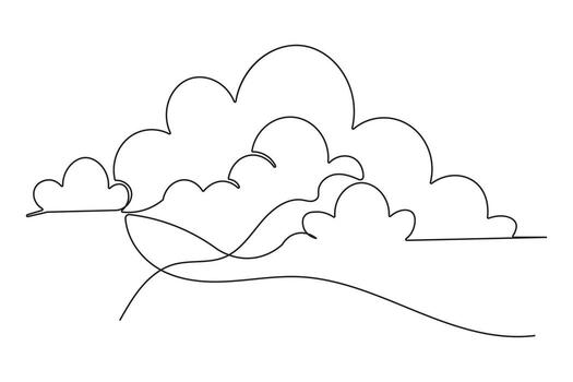 Cloud icon isolated minimalist continuous one line drawing abstract outline artwork vector