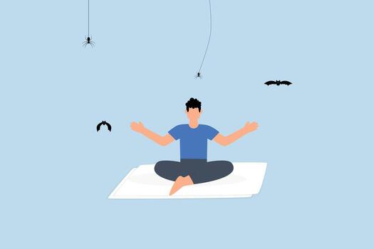 Stay focused in work and ignore distractions, composed entrepreneur reflect and focus on tasks amid interruptions vector