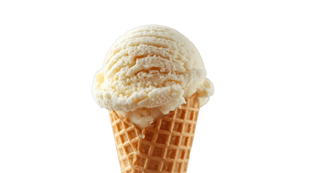 vaniglia ghiaccio crema nel cialda cono con croccante modello e morbido roteato notizia in anticipo su superiore png
