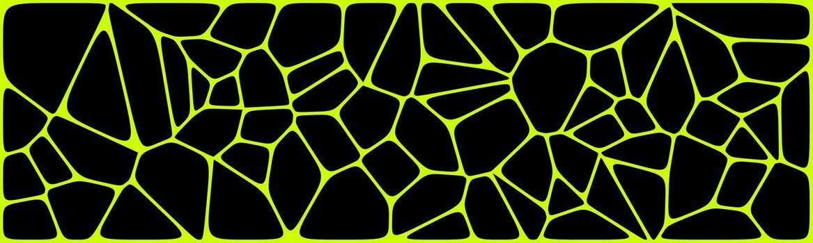 Abstract neon green mosaic pattern with irregular geometric shapes on a black background. vector