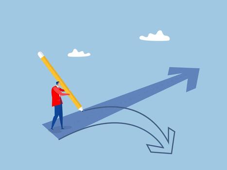 Businessman draw new arrow metaphor of change direction to achieve success,Change direction or career path for best opportunity,Adjustment or change in a progressive direction vector