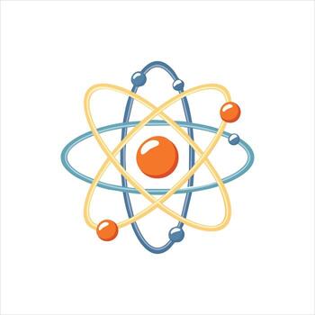 Atomic structure illustration with nucleus and electron orbits vector