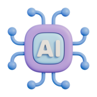 ai lasca com neural nós simbolizando artificial inteligência e inteligente processador 3d ilustração png