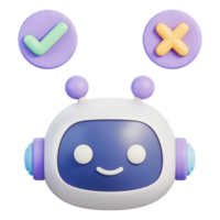 ai assistente ícone com Verifica e Cruz símbolos para decisão e digital Apoio, suporte 3d ilustração png
