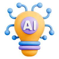 ai luz lâmpada com conectado nós simbolizando inovação e neural rede 3d ilustração png