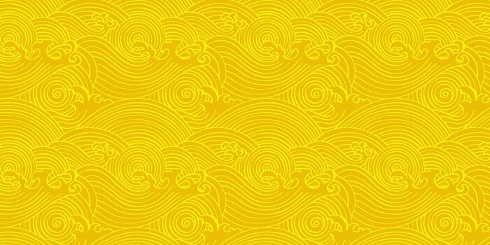 Seamless yellow wave pattern with abstract swirl design. vector