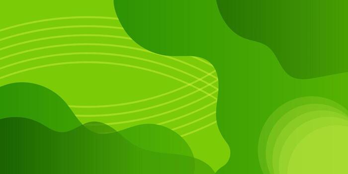 Abstract green background with gradient shapes and curved lines. vector