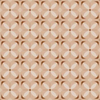 This earthy and neutral seamless pattern beautifully merges traditional Batik Kawung motifs with a clean geometric design. The soft brown and beige tones create a calm and inviting visual. vector
