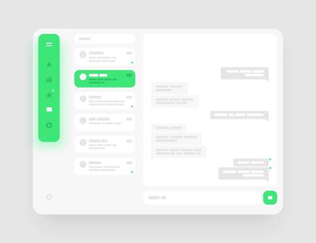 Concept for chat, social media, online messenger kit. Dashboard UI and UX Kit design. Wireframes screens. vector