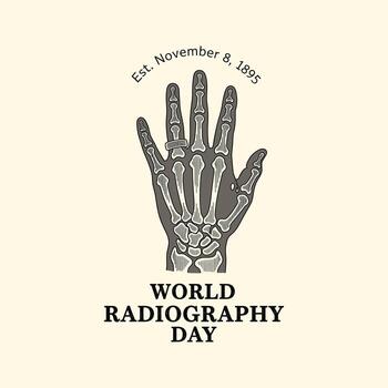 Skeletal hand with ring and text xray bones vector