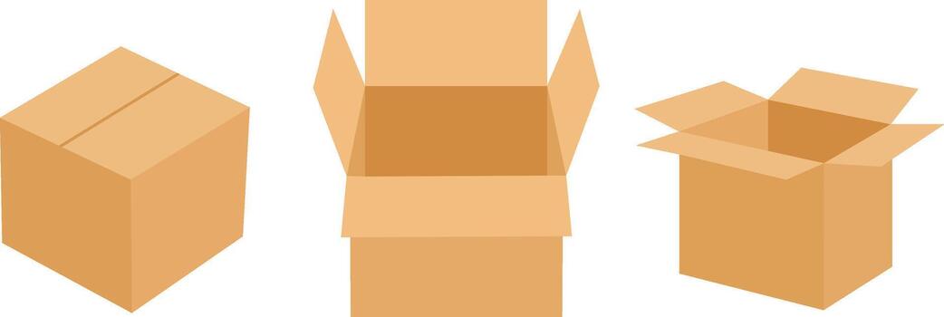 Versatile Cardboard Boxes open, close style for Delivery, Moving, and Storage Solutions vector