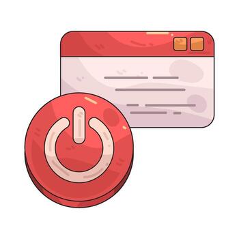 rojo poder botón con navegador ventana ilustración vector