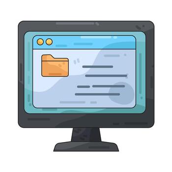 Computer Monitor with File Folder vector