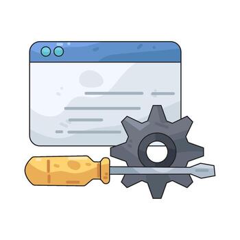 sitio web ajustes configuración con engranaje y destornillador vector